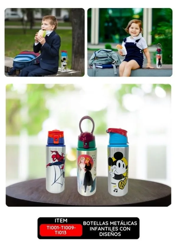 Botellas Metálicas Infantiles con Diseños