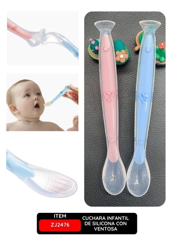 Cuchara Infantil de Silicona con Ventosa - en Bolsita