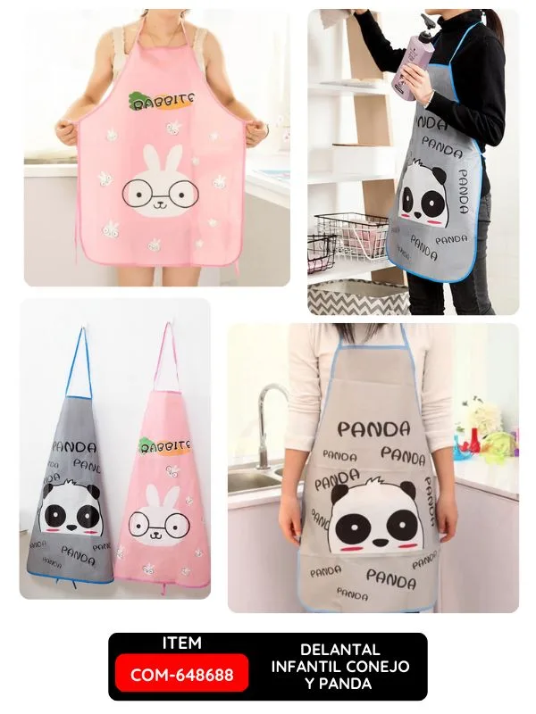Delantal Infantil Conejo y Panda - Diseños Surtidos