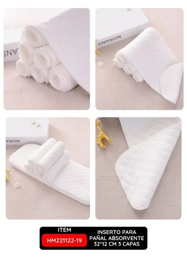 INSERTO PARA PAÑAL ABSORVENTE 32*12 CM 3 CAPAS