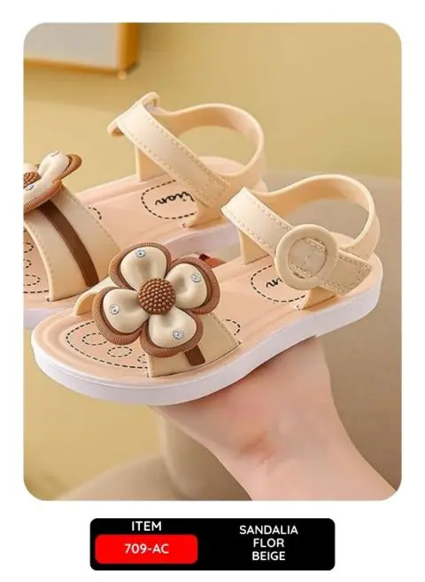 Sandalia Flor Beige