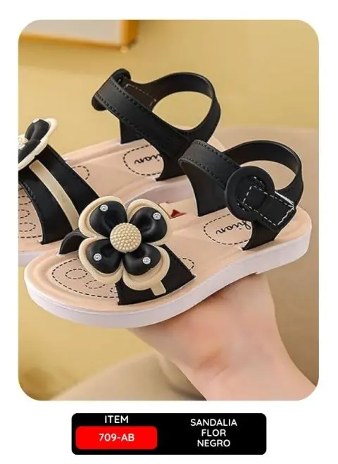 Sandalia Flor Negro