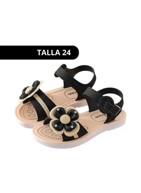 Sandalia Flor Negro - Imagen 2