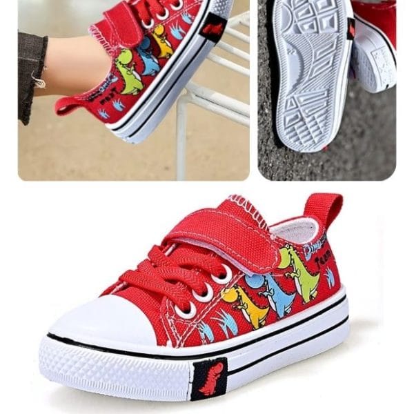 Zapatillas Infantiles con Diseño de Dinosaurio Rojo