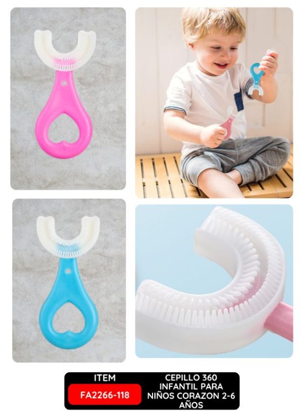 Cepillo 360 Infantil para Niños Corazon 2-6 Años