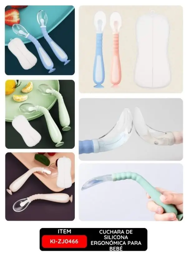 Cuchara de Silicona Ergonómica para Bebé – Pack de 2