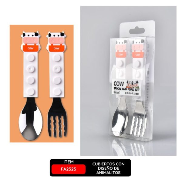 CUBIERTOS DE METAL CON DISEÑO DE ANIMALITOS EN CAJITA