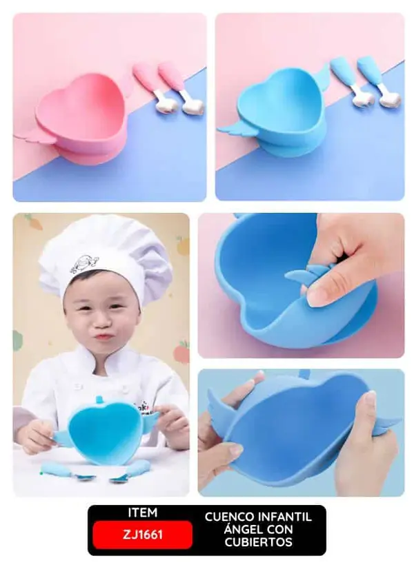 Cuenco Infantil Ángel con Cubiertos