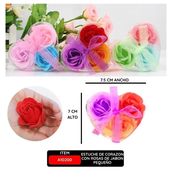 ESTUCHE DE CORAZON CON ROSAS DE JABON PEQUEÑO