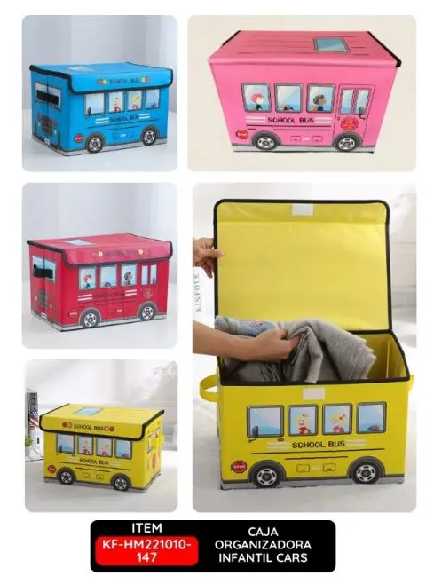 Caja Organizadora Infantil Cars, Colores Surtidos, Ideal para Almacenar Juguetes