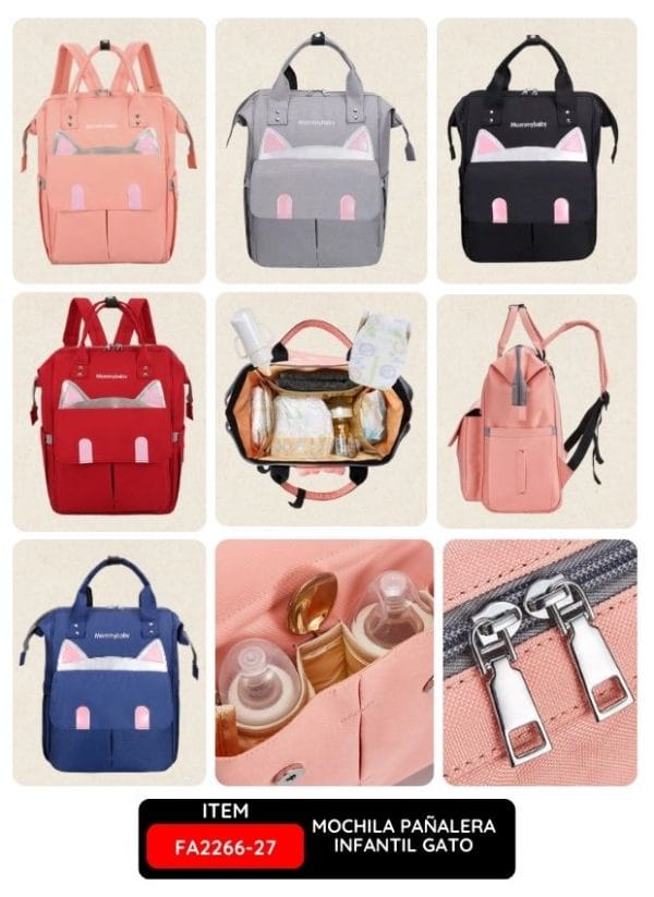 Mochila Pañalera Infantil Gato