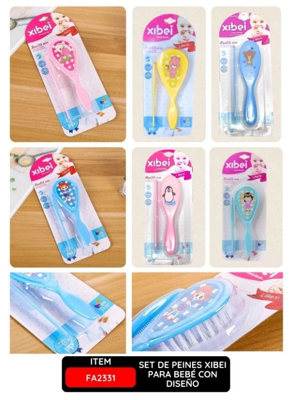 Set de Peines Xibei para Bebé con Diseño Suave y Colores Variados