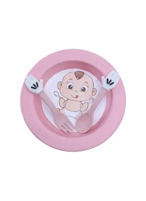 Plato de Bambú Infantil Baby + Cubiertos Manito - Imagen 4
