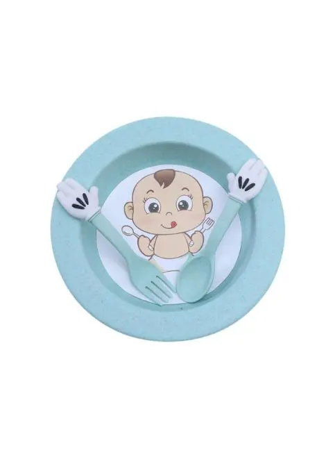 Plato de Bambú Infantil Baby + Cubiertos Manito - Imagen 5