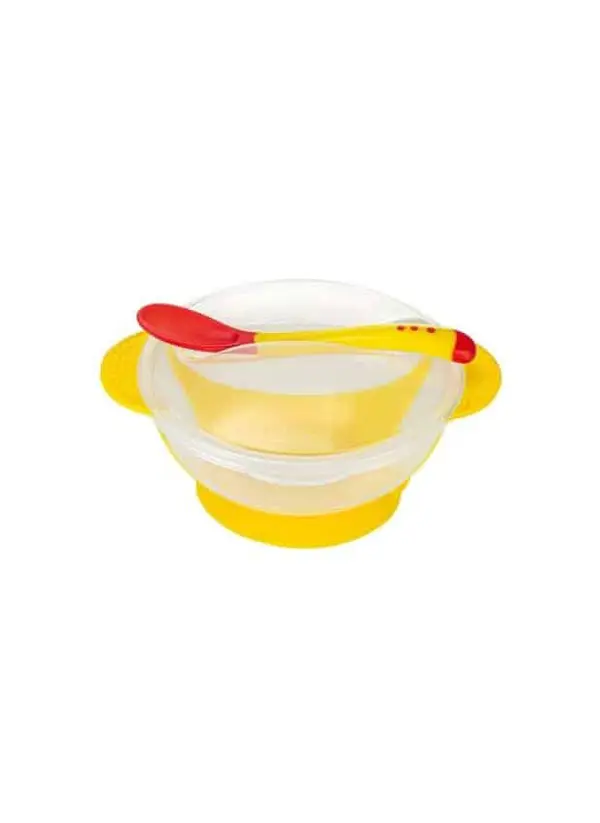 Plato Antideslizante Infantil con Cubierto - Colores Amarillo, Azul y Rojo - Imagen 2
