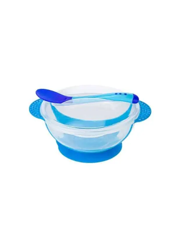 Plato Antideslizante Infantil con Cubierto - Colores Amarillo, Azul y Rojo - Imagen 3