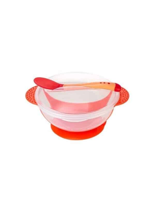 Plato Antideslizante Infantil con Cubierto - Colores Amarillo, Azul y Rojo - Imagen 4