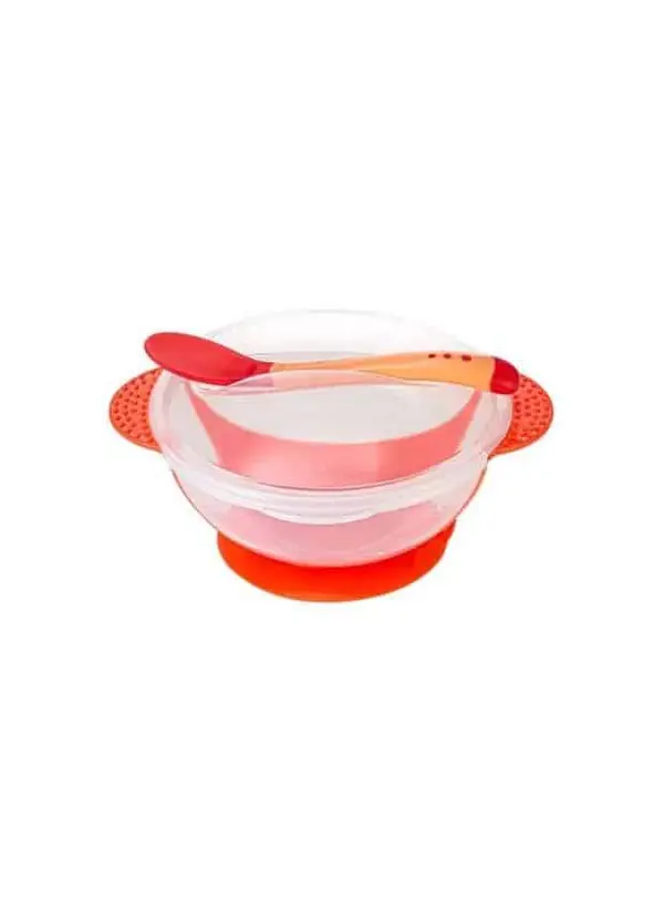 Plato Antideslizante Infantil con Cubierto - Colores Amarillo, Azul y Rojo - Imagen 4