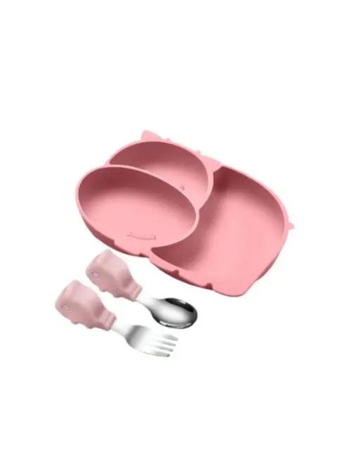 Plato Infantil Vaquita con Cuchara y Tenedor - Imagen 4