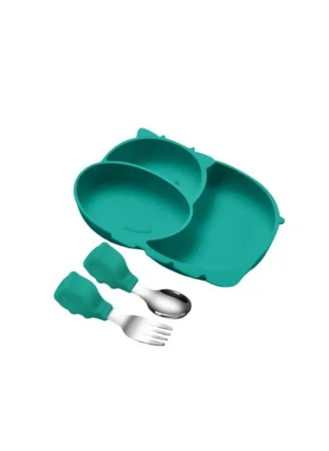 Plato Infantil Vaquita con Cuchara y Tenedor - Imagen 5
