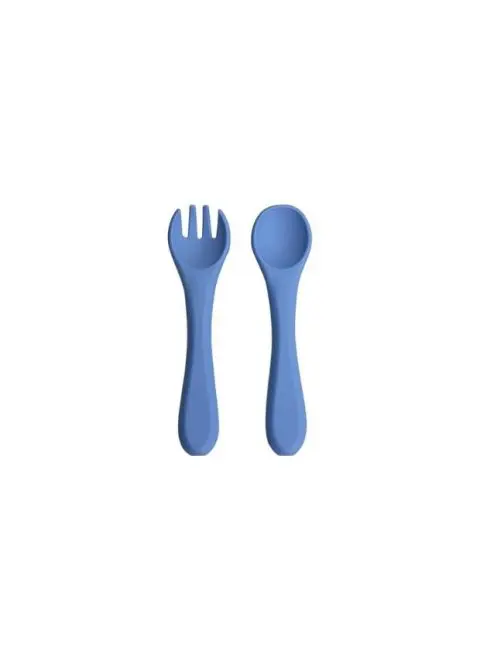 Set de Cuchara y Tenedor de Silicona para Bebé en bolsita - Imagen 2