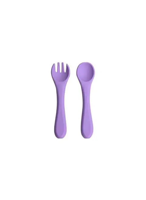 Set de Cuchara y Tenedor de Silicona para Bebé en bolsita - Imagen 3