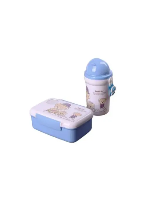 Set Tomatodo + Taper Osito Infantil, Celeste y Rosado, Ideal para Bebé - Imagen 2