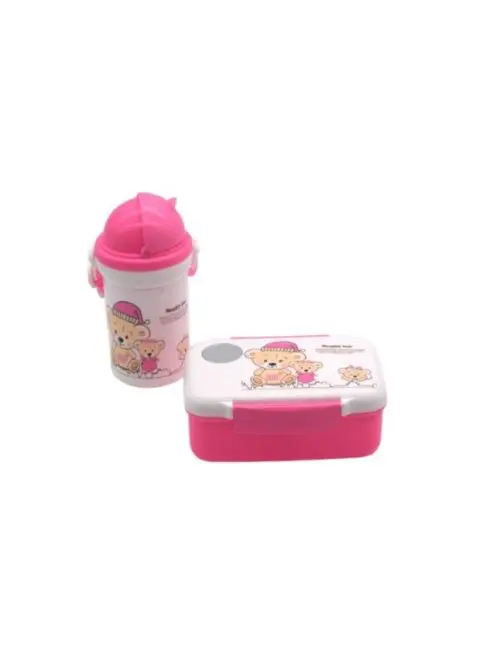 Set Tomatodo + Taper Osito Infantil, Celeste y Rosado, Ideal para Bebé - Imagen 3