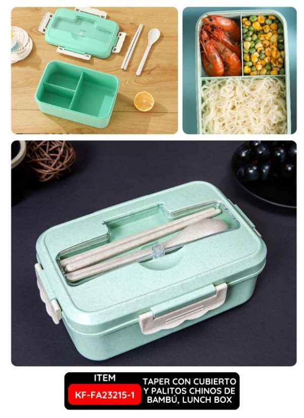 Taper con Cubierto y palitos chinos de Bambú, Lunch Box