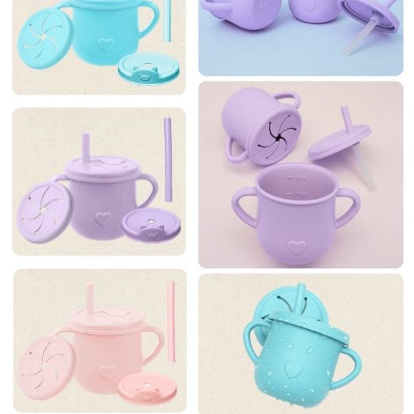 Taza Infantil Ben con 3 Tapas de Silicona, Ideal para Bebé y Niños Pequeños