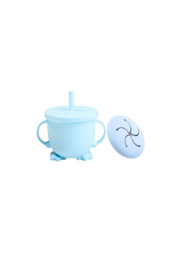 Vaso Infantil de Silicona Doble Tapa con Cañita - Imagen 2