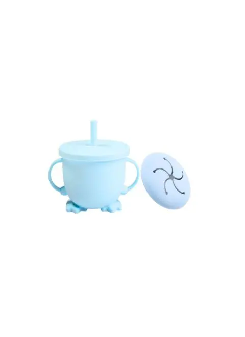 Vaso Infantil de Silicona Doble Tapa con Cañita - Imagen 2