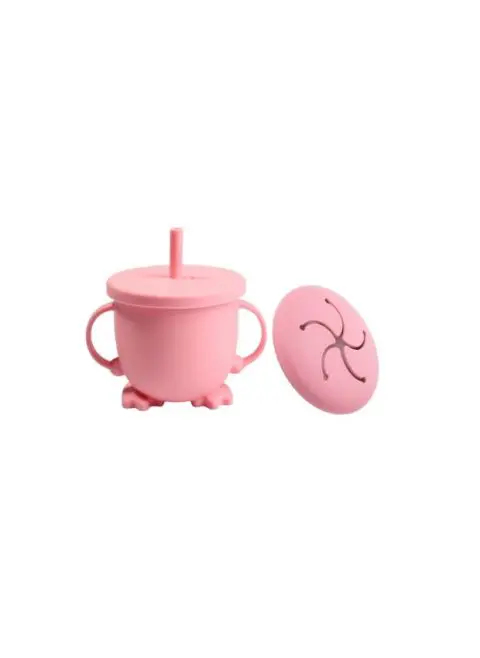Vaso Infantil de Silicona Doble Tapa con Cañita - Imagen 3