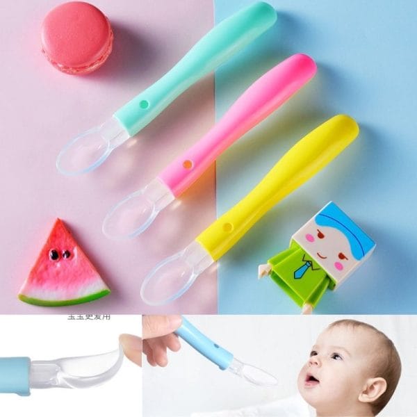 Cuchara Infantil de Silicona, Suave y Segura para Bebé