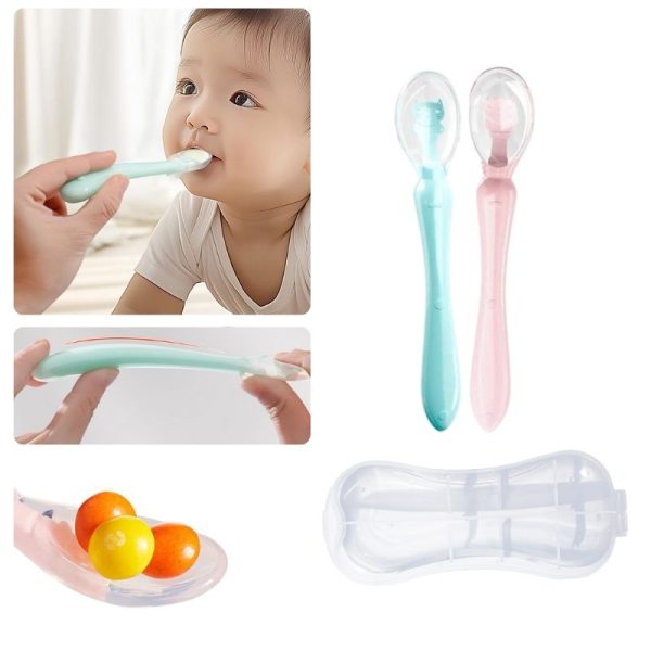 Set de Cuchara de Silicona Infantil con Estuche MOD 1