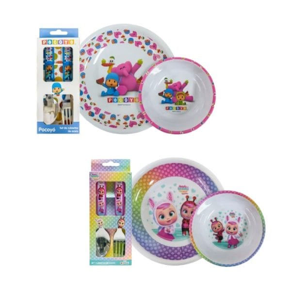 SET DE MELAMINE CON CUBIERTOS