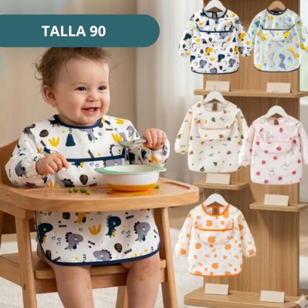 BABERO INFANTIL IMPERMEABLE CON MANGAS TALLA 90