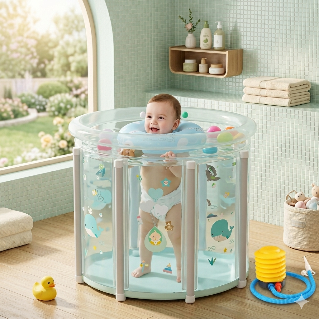 Piscina para bebe de 75cm x 75cm con flotador + 5 pelotitas + 4 patitos de ule