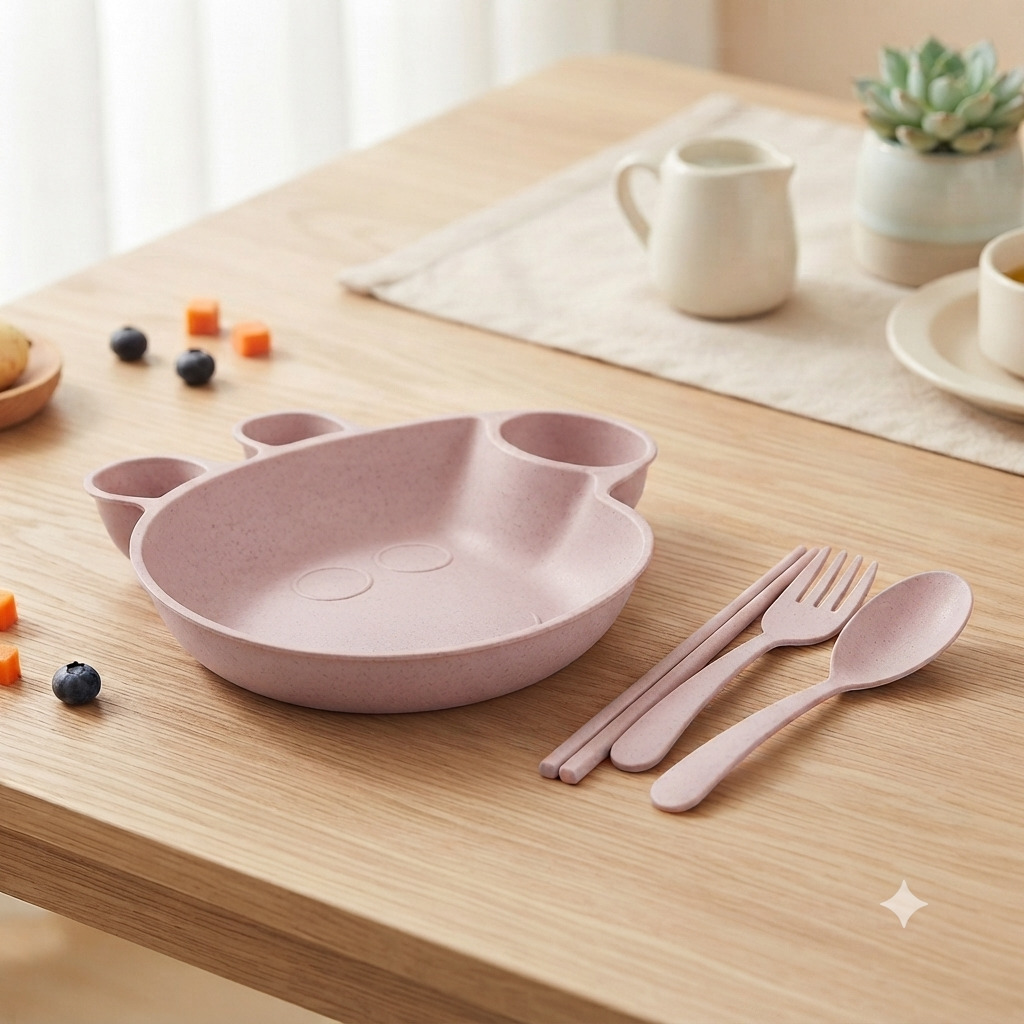 PLATO DE BAMBU✅ CON CUBIERTOS PEPPA EN CAJITA - Imagen 4