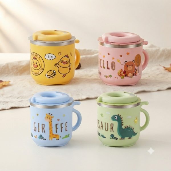 TAZA DE ACERO CON CAÑITA KIDS ✅
